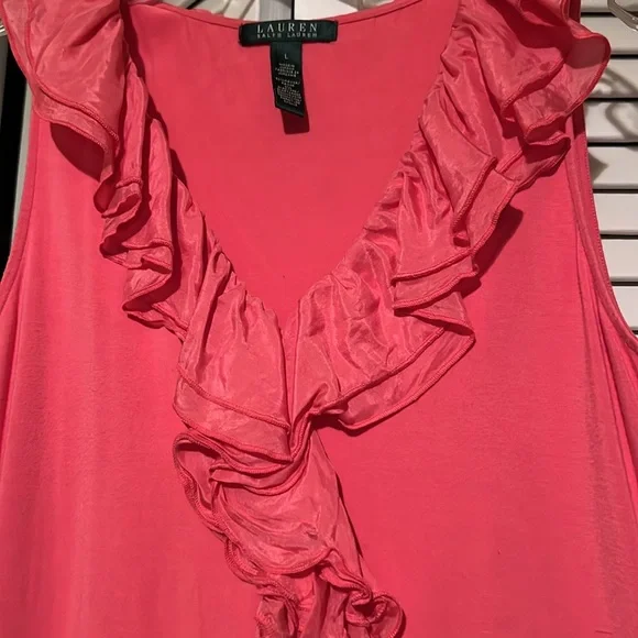 Hot pink sleeveless ruffle top - Picture 3 of 3